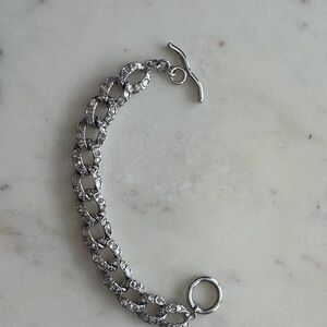 Silvertone Chain Bracelet with Sparkling CZs